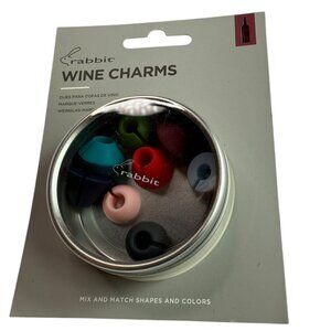 New in Box Rabbit Wine Charms Silicone Rubber.  Includes 8 Charms in Container